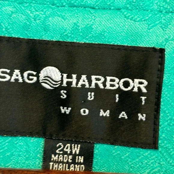 SAG HARBOR AQUA GREEN 5 BUTTON LINED LONG SLEEVES TWO FRONT POCKETS PLUS 24 W - Picture 7 of 13